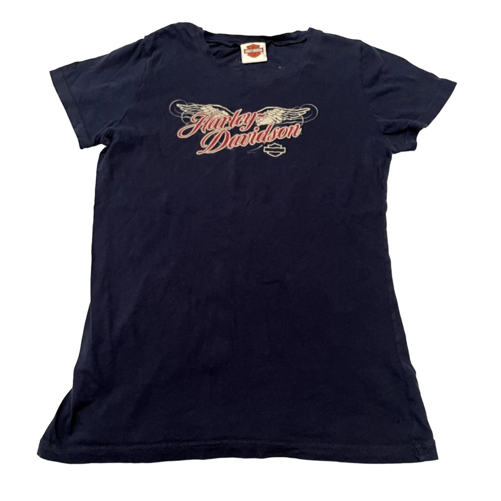 Harley-Davidson‎ Golden Spike Ogden Utah Graphic T-Shirt Navy Blue Womens XL e1